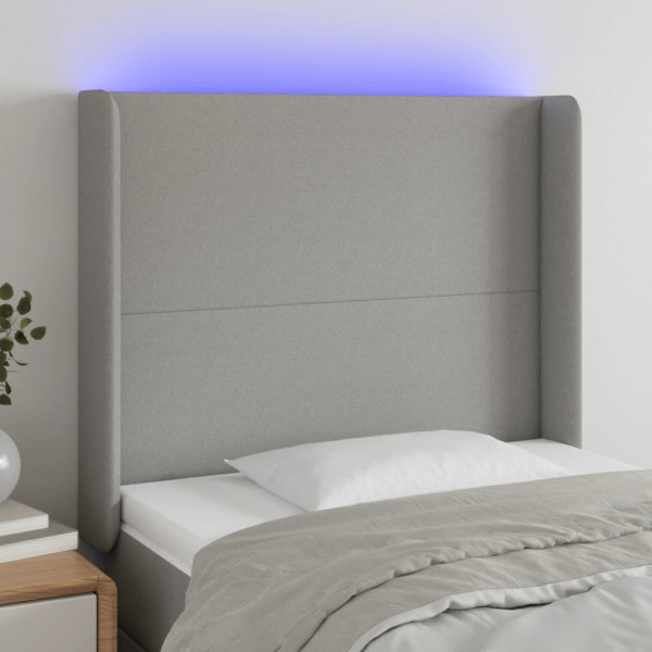 Cabecero con LED de tela gris claro 103x16x118/128 cm D
