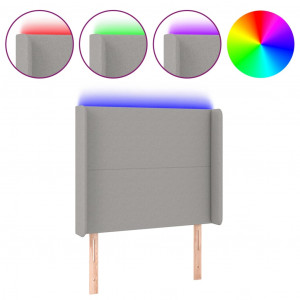 Cabecero con LED de tela gris claro 103x16x118/128 cm H
