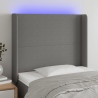 Cabecero con LED de tela gris oscuro103x16x118/128 cm 1
