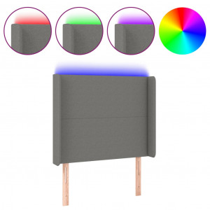 Cabecero con LED de tela negro 103x16x118/128 cm H