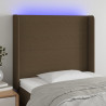 Cabeceira de cama c/ luzes LED tecido 103x16x118/128cm castanho 1