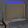 Cabeceira cama c/ luzes LED tecido 103x16x118/128 cm cor creme 3