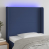 Cabecero con LED de tela azul 103x16x118/128 cm 1