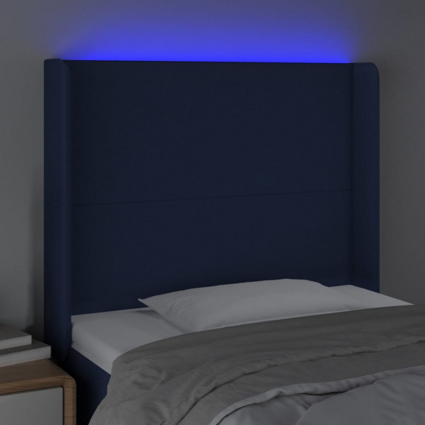 Cabecero con LED de tela azul 103x16x118/128 cm M 4
