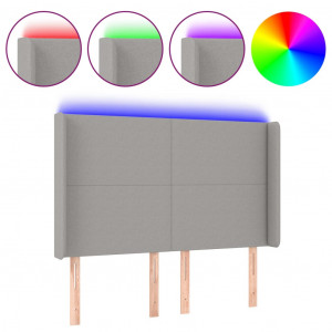 Cabecero con LED de tela gris claro 147x16x118/128 cm H