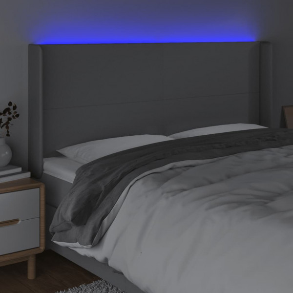 Cabecero con LED de tela gris claro 163x16x118/128 cm M 4