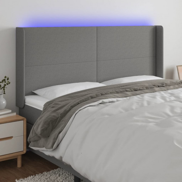 Cabecero con LED de tela gris oscuro 203x16x118/128 cm D