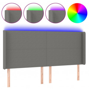 Cabecero con LED de tela gris oscuro 203x16x118/128 cm H