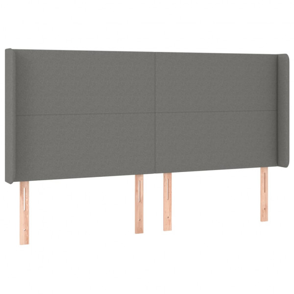 Cabeceira de cama c/ LED tecido 203x16x118/128 cm cinza-escuro M 3