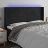 Cabeceira de cama c/ luzes LED veludo 163x16x118/128 cm preto 1