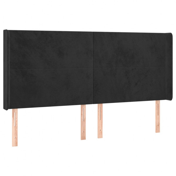 Cabeceira de cama c/ luzes LED veludo 163x16x118/128 cm preto M 3