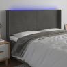 Cabeceira de cama c/ LED veludo 183x16x118/128 cm cinza-escuro 1