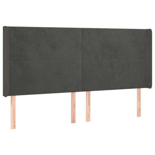 Cabeceira de cama c/ LED veludo 183x16x118/128 cm cinza-escuro M 3