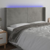 Cabecero con LED de terciopelo gris claro 203x16x118/128 cm 1