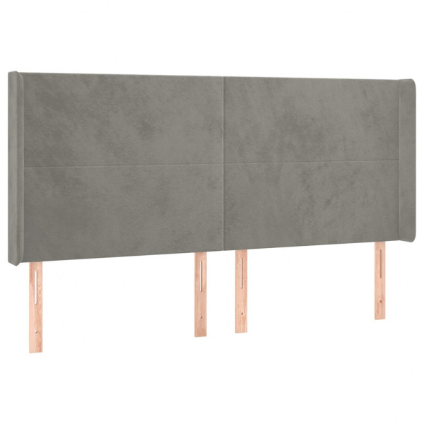 Cabeceira cama c/ luzes LED veludo 203x16x118/128cm cinza-claro M 3