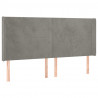 Cabeceira cama c/ luzes LED veludo 203x16x118/128cm cinza-claro 3