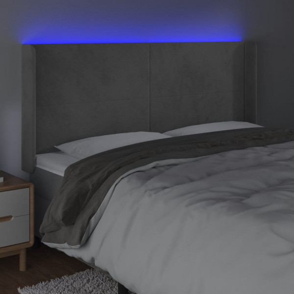 Cabecero con LED de terciopelo gris claro 203x16x118/128 cm M 4