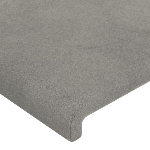 Cabeceira cama c/ luzes LED veludo 203x16x118/128cm cinza-claro M 5