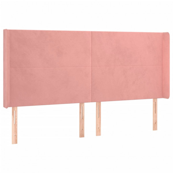 Cabeceira de cama c/ luzes LED veludo 203x16x118/128 cm rosa M 3