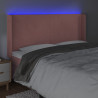 Cabeceira de cama c/ luzes LED veludo 203x16x118/128 cm rosa 4