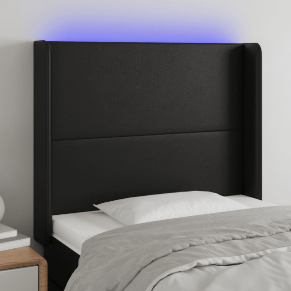 Cabecero con LED cuero sintético negro 93x16x118/128 cm D