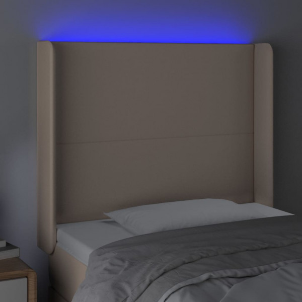 Cabecero con LED cuero sintético capuchino 103x16x118/128cm M 4
