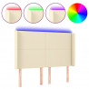 Cabecero con LED cuero sintético color crema 147x16x118/128 cm 2