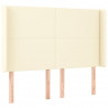 Cabeceira cama c/ LED 147x16x118/128 cm couro artificial crème 3