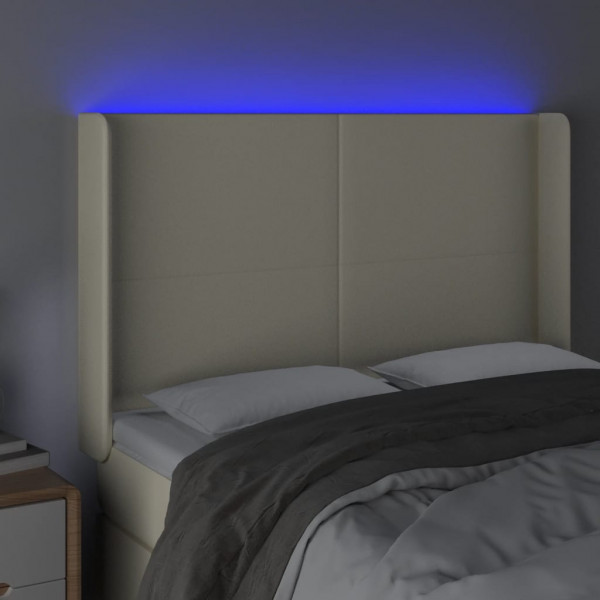 Cabecero con LED cuero sintético color crema 147x16x118/128 cm M 4