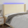 Cabecero con LED cuero sintético color crema 163x16x118/128 cm 1