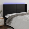 Cabeceira cama c/ LED couro artificial 183x16x118/128 cm preto 1