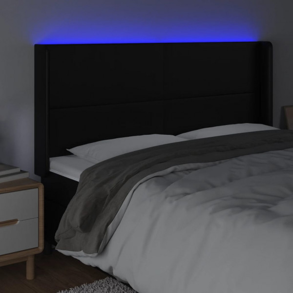 Cabecero con LED cuero sintético negro 203x16x118/128 cm M 4