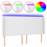 Cabecero con LED cuero sintético blanco 203x16x118/128 cm 2
