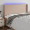 Cabecero con LED cuero sintético capuchino 203x16x118/128cm 1