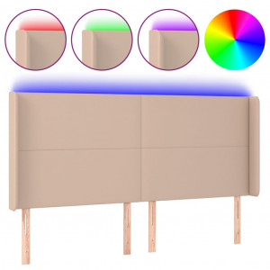 Cabecero con LED cuero sintético capuchino 203x16x118/128cm H