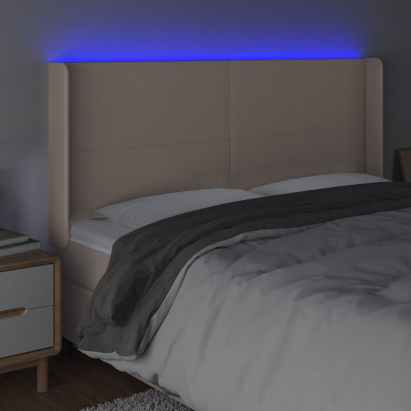 Cabecero con LED cuero sintético capuchino 203x16x118/128cm M 4