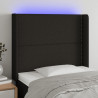 Cabecero con LED de tela negro 83x16x118/128 cm 1
