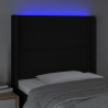 Cabecero con LED de tela negro 83x16x118/128 cm 4