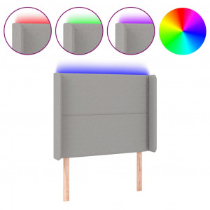 Cabecero con LED de tela gris claro 93x16x118/128 cm H