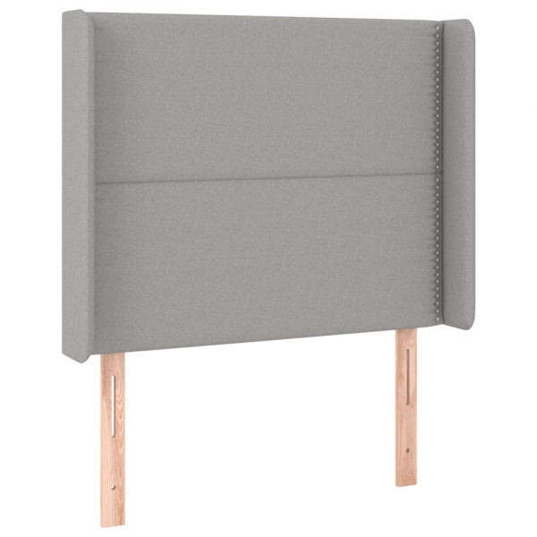 Cabeceira cama c/ luzes LED tecido 93x16x118/128 cm cinza-claro M 3