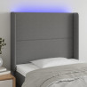 Cabecero con LED de tela gris oscuro 93x16x118/128 cm 1
