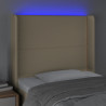 Cabecero con LED de tela color crema 93x16x118/128 cm 4