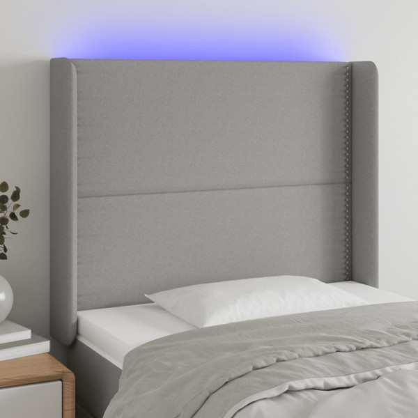 Cabecero con LED de tela gris claro 103x16x118/128 cm D