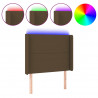 Cabeceira de cama c/ luzes LED tecido 103x16x118/128cm castanho 2