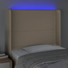 Cabecero con LED de tela color crema 103x16x118/128 cm 4