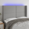 Cabeceira cama c/ luzes LED tecido 147x16x118/128cm cinza-claro 1