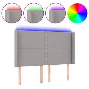 Cabecero con LED de tela gris claro 147x16x118/128 cm H