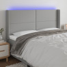 Cabecero con LED de tela gris claro 183x16x118/128 cm 1
