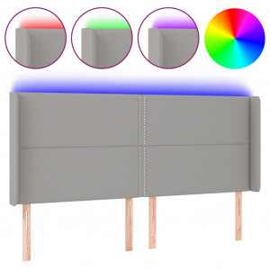 Cabecero con LED de tela gris claro 183x16x118/128 cm H