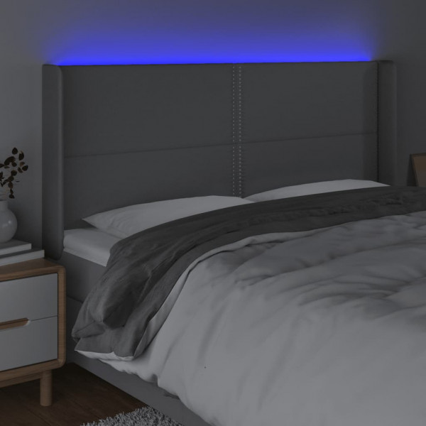 Cabecero con LED de tela gris claro 183x16x118/128 cm M 4